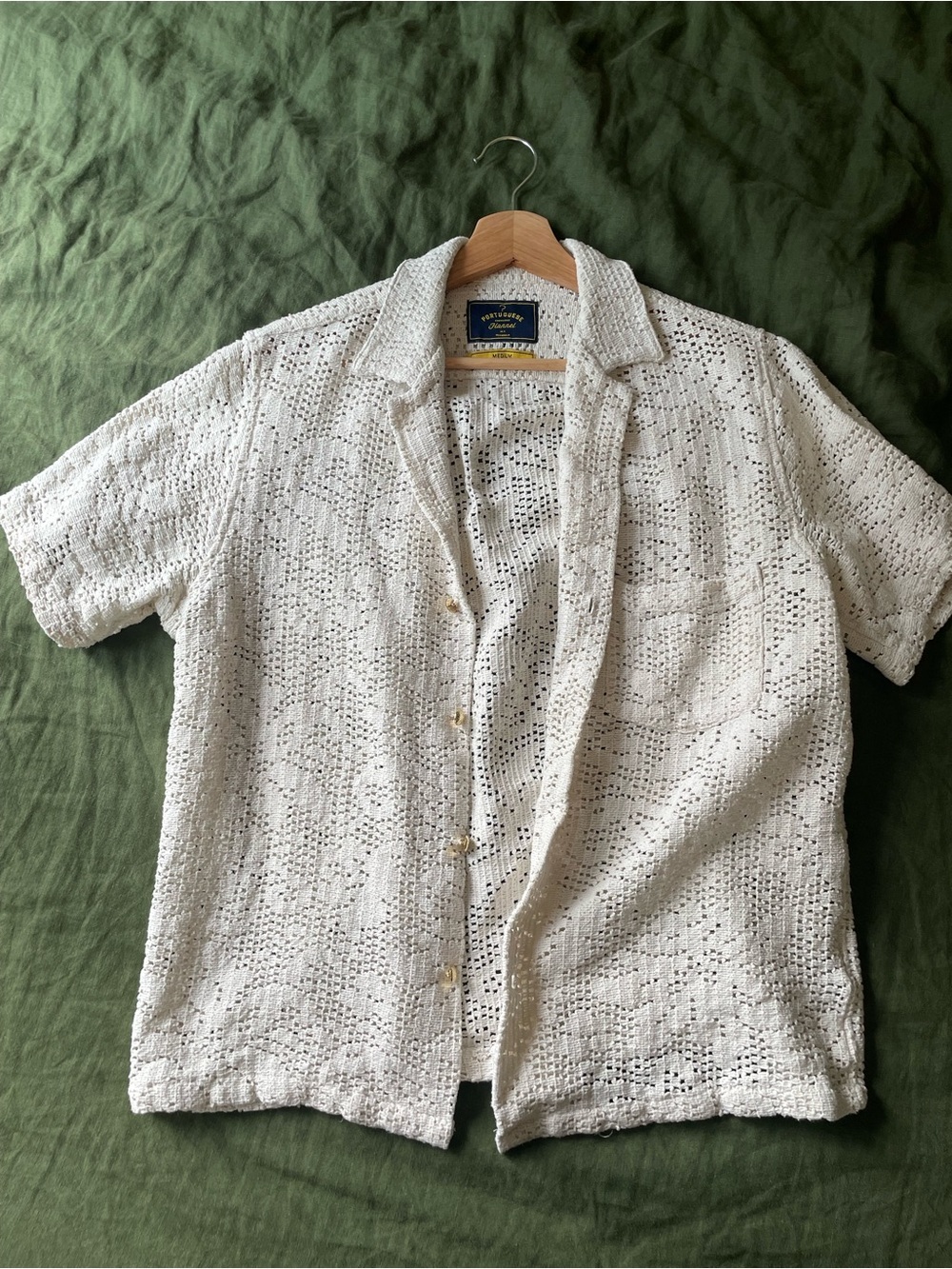 Portuguese Flannel - Knit Cream Short-Sleeve Button-Up Shirt